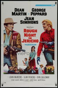 6w685 ROUGH NIGHT IN JERICHO style A 1sh '67 Dean Martin & George Peppard with guns drawn!