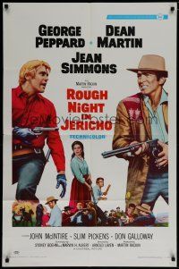 6w686 ROUGH NIGHT IN JERICHO style B 1sh '67 Dean Martin & George Peppard with guns drawn!
