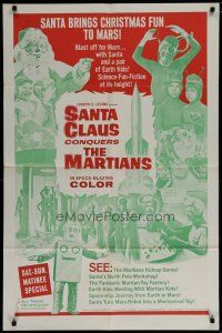 6w693 SANTA CLAUS CONQUERS THE MARTIANS 1sh '64 wacky fantasy, aliens, robots, Santa & Pia Zadora!