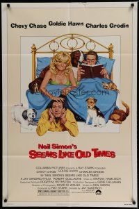 6w707 SEEMS LIKE OLD TIMES 1sh '80 Tanenbaum art of Chevy Chase, Goldie Hawn & Charles Grodin!
