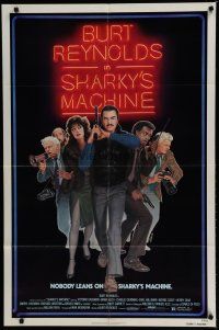 6w715 SHARKY'S MACHINE 1sh '81 Burt Reynolds, Vittorio Gassman, great Lettick neon sign image!