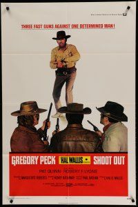 6w719 SHOOT OUT 1sh '71 great full-length image of gunfighter Gregory Peck vs. 3 fast guns!