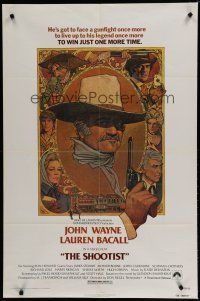 6w720 SHOOTIST 1sh '76 best Richard Amsel artwork of cowboy John Wayne & cast montage!