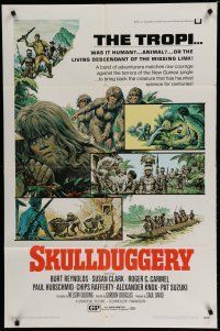 6w735 SKULLDUGGERY 1sh '70 Burt Reynolds, Susan Clark, art of half-man/half-ape beasts!