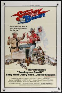 6w740 SMOKEY & THE BANDIT 1sh '77 art of Burt Reynolds, Sally Field & Jackie Gleason by Solie