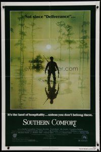 6w755 SOUTHERN COMFORT 1sh '81 Walter Hill, Keith Carradine, cool image of hunter in swamp!