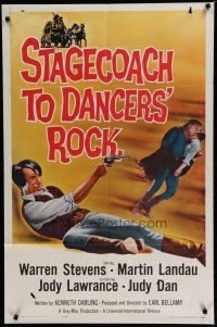 6w762 STAGECOACH TO DANCERS' ROCK 1sh '62 artwork of cowboys Martin Landau & Warren Stevens!