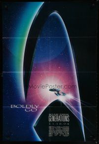6w768 STAR TREK: GENERATIONS advance 1sh '94 cool sci-fi art of the Enterprise, Boldly Go!