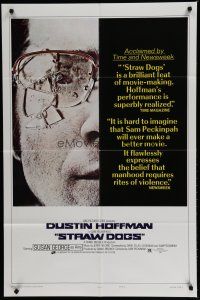 6w778 STRAW DOGS style C 1sh '72 Sam Peckinpah, c/u of Dustin Hoffman with broken glasses!