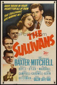 6w792 SULLIVANS 1sh '44 Anne Baxter, Thomas Mitchell & 5 heroic doomed brothers in World War II!