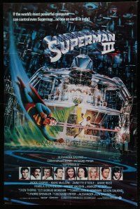 6w799 SUPERMAN III int'l 1sh '83 art of Christopher Reeve flying & Richard Pryor by Berkey!