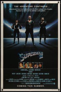 6w797 SUPERMAN II teaser 1sh '81 Christopher Reeve, Terence Stamp, cool image of villains!
