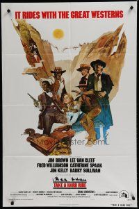 6w810 TAKE A HARD RIDE style A 1sh '75 Rogers art of Jim Brown, Lee Van Cleef & Fred Williamson!