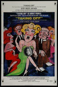 6w813 TAKING OFF style B 1sh '71 Milos Forman's first American movie, wacky art by Bacha!