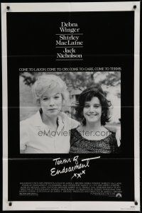 6w830 TERMS OF ENDEARMENT 1sh '83 great close up of Shirley MacLaine & Debra Winger!