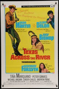 6w833 TEXAS ACROSS THE RIVER 1sh '66 cowboy Dean Martin, Alain Delon & Indian Joey Bishop!