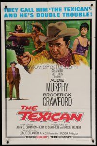 6w834 TEXICAN 1sh '66 cowboy Audie Murphy is the Texican, Broderick Crawford, sexy Diana Lorys!