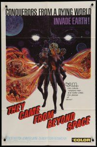 6w840 THEY CAME FROM BEYOND SPACE 1sh '67 conquerors from a dying world invade Earth, sci-fi art!