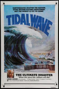 6w859 TIDAL WAVE 1sh '75 artwork of the ultimate disaster in Tokyo by John Solie!