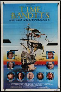 6w866 TIME BANDITS 1sh '81 John Cleese, Sean Connery, art by director Terry Gilliam!