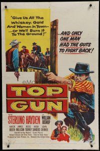 6w873 TOP GUN 1sh '55 only Sterling Hayden had the guts to fight back!