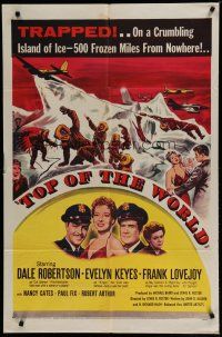 6w875 TOP OF THE WORLD 1sh '55 Dale Robertson & Evelyn Keyes trapped on crumbling island of ice!