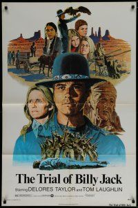 6w884 TRIAL OF BILLY JACK 1sh '74 Larry Salk art of Tom Laughlin as Billy Jack, Delores Taylor!