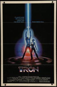 6w885 TRON 1sh '82 Disney sci-fi, Bruce Boxleitner in title role & Cindy Morgan!