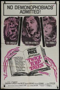 6w890 TWICE TOLD TALES 1sh '63 Vincent Price, Nathaniel Hawthorne, a trio of unholy horror!