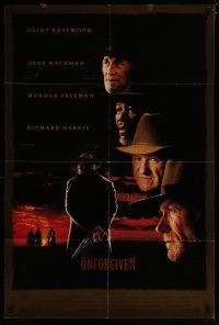 6w902 UNFORGIVEN DS 1sh '92 gunslinger Clint Eastwood, Morgan Freeman, Gene Hackman!