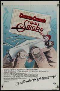 6w908 UP IN SMOKE revised style B 1sh '78 Cheech & Chong marijuana drug classic, great art!