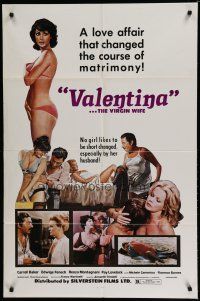 6w919 VALENTINA THE VIRGIN WIFE 1sh '77 La Moglie Vergine, topless Edwige Fenech, Carroll Baker!