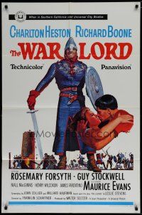 6w941 WAR LORD 1sh '65 art of Charlton Heston all decked out in armor with sword!