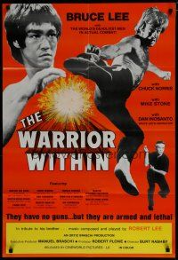 6w945 WARRIOR WITHIN 1sh '76 awesome action images of Chuck Norris & Bruce Lee!