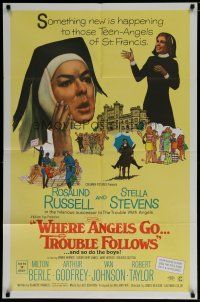 6w960 WHERE ANGELS GO TROUBLE FOLLOWS 1sh '68 nuns Rosalind Russell & Stella Stevens!
