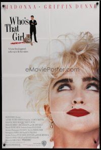 6w967 WHO'S THAT GIRL 1sh '87 great portrait of young rebellious Madonna, Griffin Dunne!