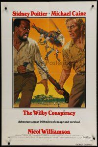 6w968 WILBY CONSPIRACY 1sh '75 different close up art of Sidney Poitier & Michael Caine!