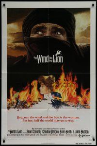 6w976 WIND & THE LION 1sh '75 art of Sean Connery & Candice Bergen, John Milius