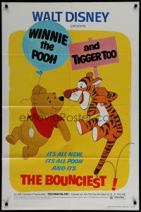 6w977 WINNIE THE POOH & TIGGER TOO 1sh '74 Walt Disney, characters created by A.A. Milne!