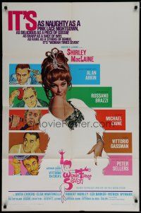 6w982 WOMAN TIMES SEVEN 1sh '67 sexy Shirley MacLaine is as naughty as a pink lace nightgown!