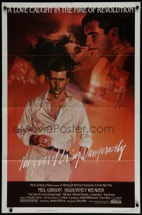 6w988 YEAR OF LIVING DANGEROUSLY 1sh '83 Peter Weir, great art of Mel Gibson by Peak & Stapleton!