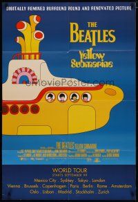6w989 YELLOW SUBMARINE advance DS 1sh R99 psychedelic art of Beatles John, Paul, Ringo & George!