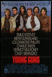 6w991 YOUNG GUNS int'l 1sh '88 Emilio Estevez, Charlie Sheen, Sutherland, Lou Diamond Phillips