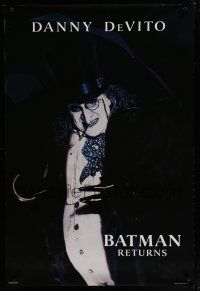6x115 BATMAN RETURNS teaser 1sh '92 great image of Danny DeVito as the Penguin!