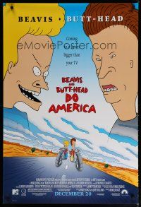 6x120 BEAVIS & BUTT-HEAD DO AMERICA advance 1sh '96 Mike Judge MTV juvenile delinquent cartoon!