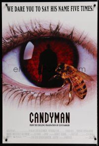 6x160 CANDYMAN DS 1sh '92 Clive Barker, creepy close-up image of bee in eyeball!