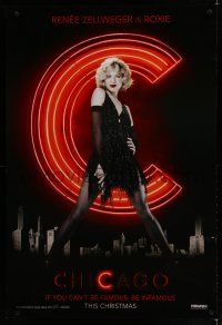 6x175 CHICAGO teaser DS 1sh '02 image of sexy dancer Renee Zellweger as Roxie!