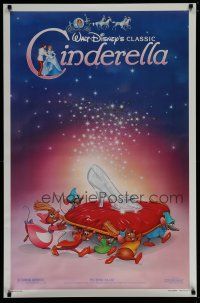 6x182 CINDERELLA 1sh R87 Walt Disney classic romantic musical cartoon, great art of slipper!