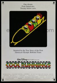 6x198 COOL RUNNINGS DS 1sh '93 John Candy, wacky Jamacian bobsledding team art!
