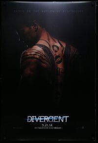 6x253 DIVERGENT teaser DS 1sh '14 cool image of Theo James' back tattoos!